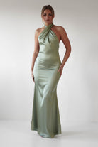 Kartia Halterneck Maxi Gown | Sage | Debs & Prom | Formal Gown | Oh Hello Clothing