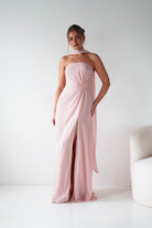 Oh Hello Clothing Women > Clothing > Dresses 1*DONE - MANIJU- MF23090-PINK Strapless Maxi Dress with Matching Scarf (Copy)
