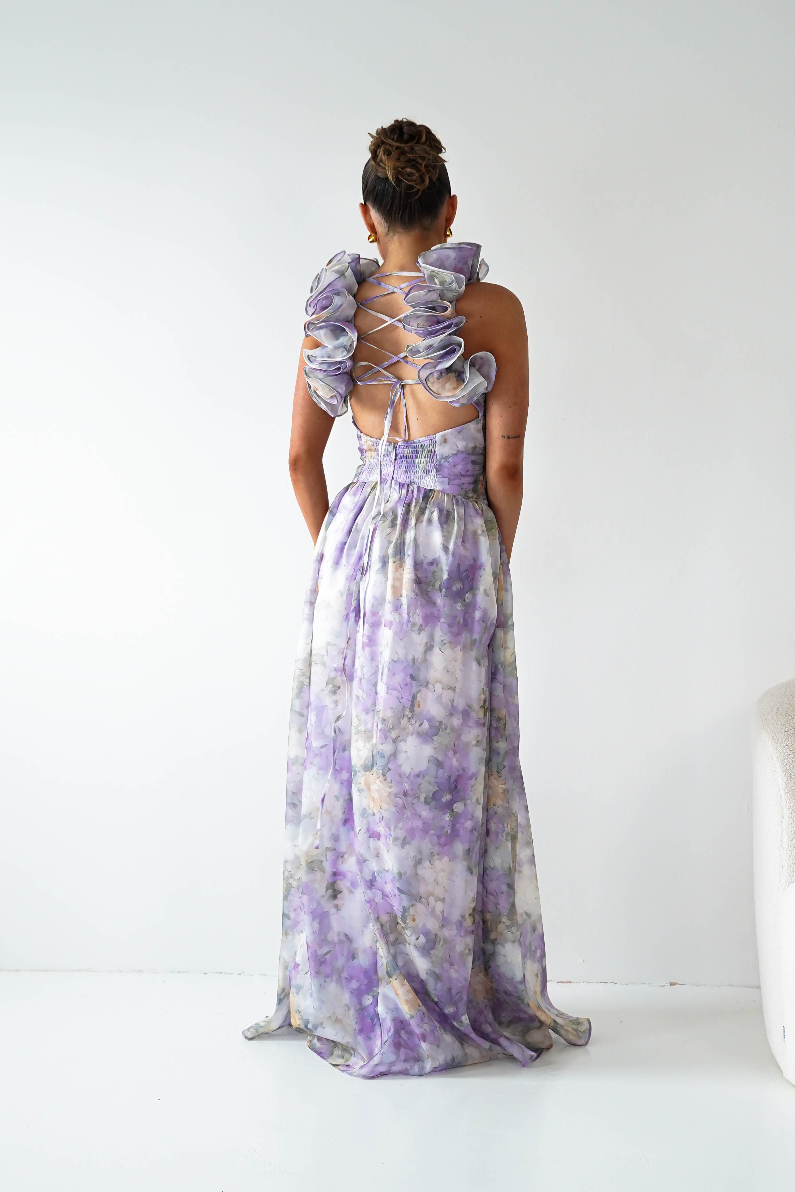 Oh Hello Clothing Women > Clothing > Dresses 1*DONE - MANIJU-MF25105-Floral  Maxi Dress with Ruffle Detail