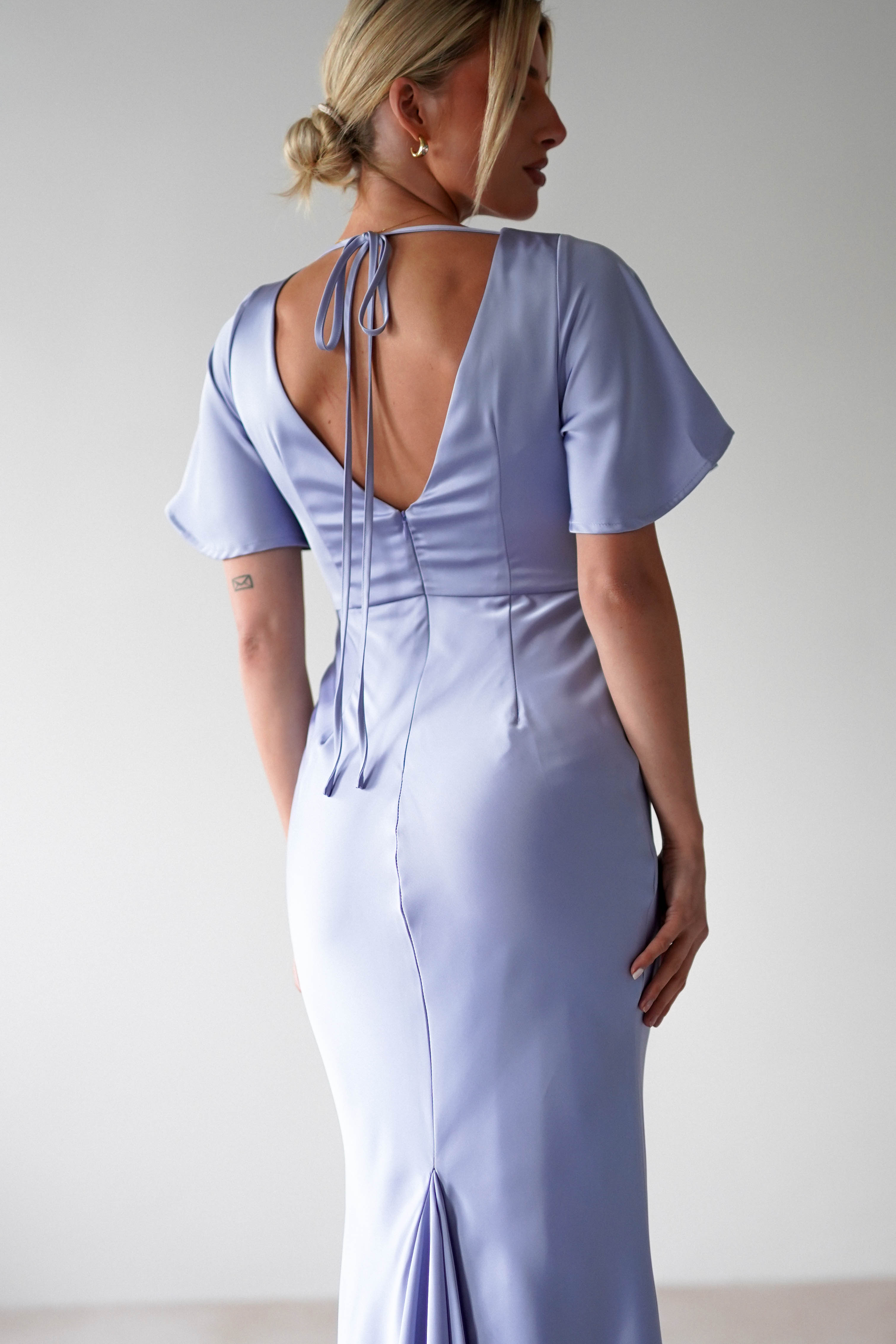 Olivia Soft Matte Satin Maxi Dress Periwinkle Blue | Wedding Guest Dress | Maxi | Satin | Oh Hello Clothing