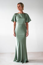 Olivia Matte Satin Maxi Dress | Olive | Bridesmaid Dress | Oh Hello Clothing