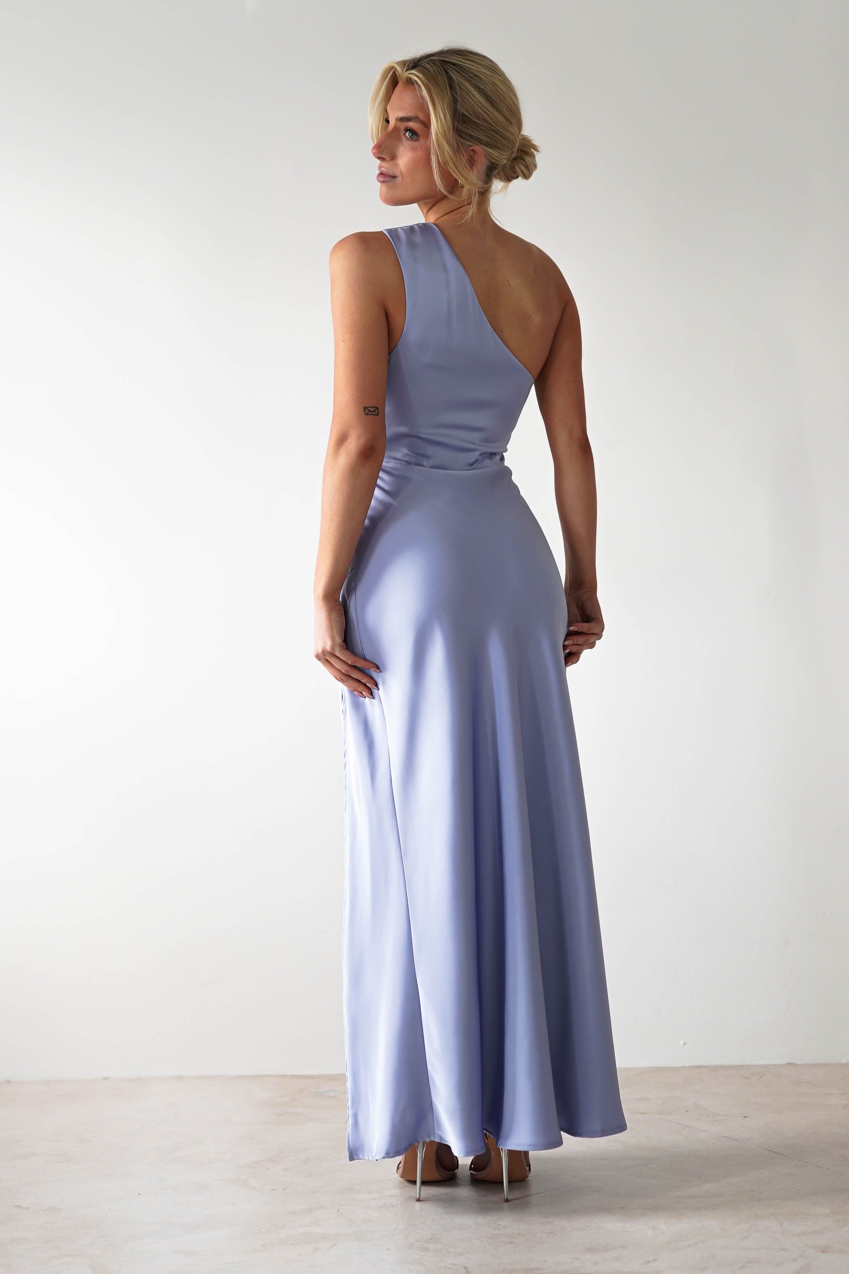 Meera Soft Matte Satin Midaxi Dress Periwinkle Blue | Wedding Guest Dress | Satin | Oh Hello Clothing