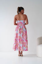 Oh Hello Clothing Women > Clothing > Dresses 1*DONE -S18893- DANNI STRAPLESS MIDI DRESS FLROAL - BLUE