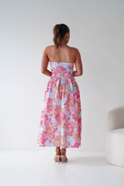 Oh Hello Clothing Women > Clothing > Dresses 1*DONE -S18893- DANNI STRAPLESS MIDI DRESS FLROAL - BLUE