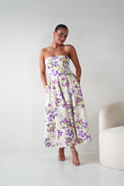 Oh Hello Clothing Women > Clothing > Dresses 1*DONE -S18893- DANNI STRAPLESS MIDI DRESS FLROAL -YELLOW (Copy)