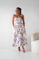 Oh Hello Clothing Women > Clothing > Dresses 1*DONE -S18893- DANNI STRAPLESS MIDI DRESS FLROAL -YELLOW (Copy)