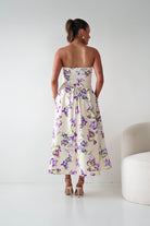 Oh Hello Clothing Women > Clothing > Dresses 1*DONE -S18893- DANNI STRAPLESS MIDI DRESS FLROAL -YELLOW (Copy)