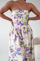 Oh Hello Clothing Women > Clothing > Dresses 1*DONE -S18893- DANNI STRAPLESS MIDI DRESS FLROAL -YELLOW (Copy)