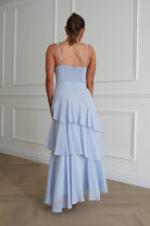 Oh Hello Clothing Dresses > Prom Dresses 1*DONE-SAMPLE DRES-JY26017- Powder Blue Tiered Maxi Dress with bead detail
