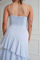 Oh Hello Clothing Dresses > Prom Dresses 1*DONE-SAMPLE DRES-JY26017- Powder Blue Tiered Maxi Dress with bead detail