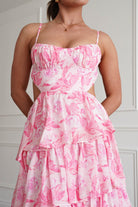 Oh Hello Clothing Women > Clothing > Dresses 1* DONE - SAMPLE- SAME STYLE AS Elouise Floral Tiered Maxi Dress PINK