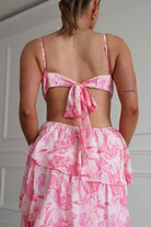 Oh Hello Clothing Women > Clothing > Dresses 1* DONE - SAMPLE- SAME STYLE AS Elouise Floral Tiered Maxi Dress PINK
