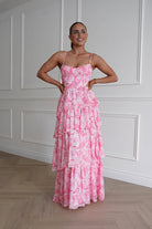 Oh Hello Clothing Women > Clothing > Dresses 1* DONE - SAMPLE- SAME STYLE AS Elouise Floral Tiered Maxi Dress PINK