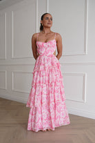 Oh Hello Clothing Women > Clothing > Dresses 1* DONE - SAMPLE- SAME STYLE AS Elouise Floral Tiered Maxi Dress PINK