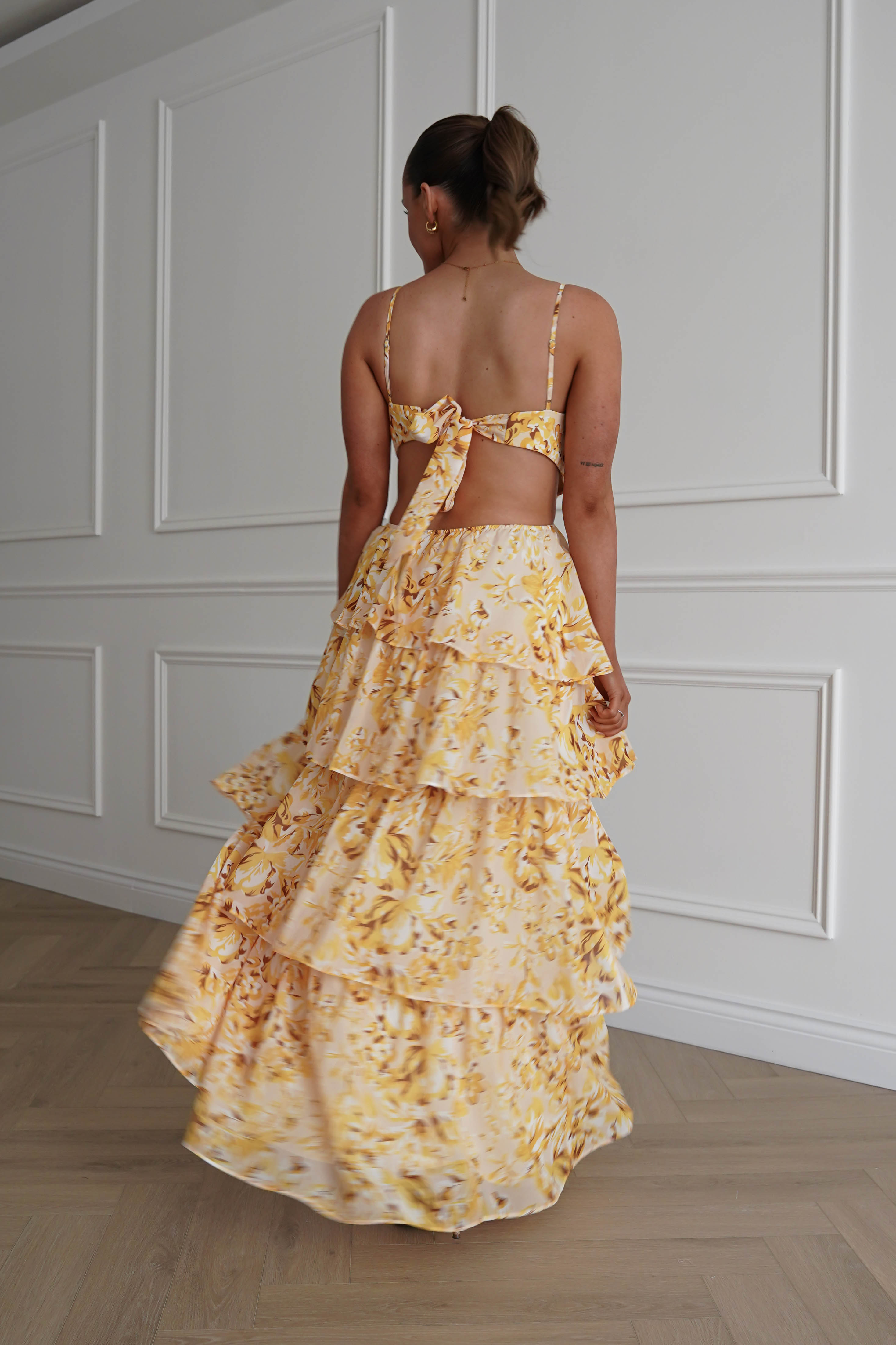 Oh Hello Clothing Women > Clothing > Dresses 1* DONE - SAMPLE- SAME STYLE AS Elouise Floral Tiered Maxi Dress Yellow(Copy)