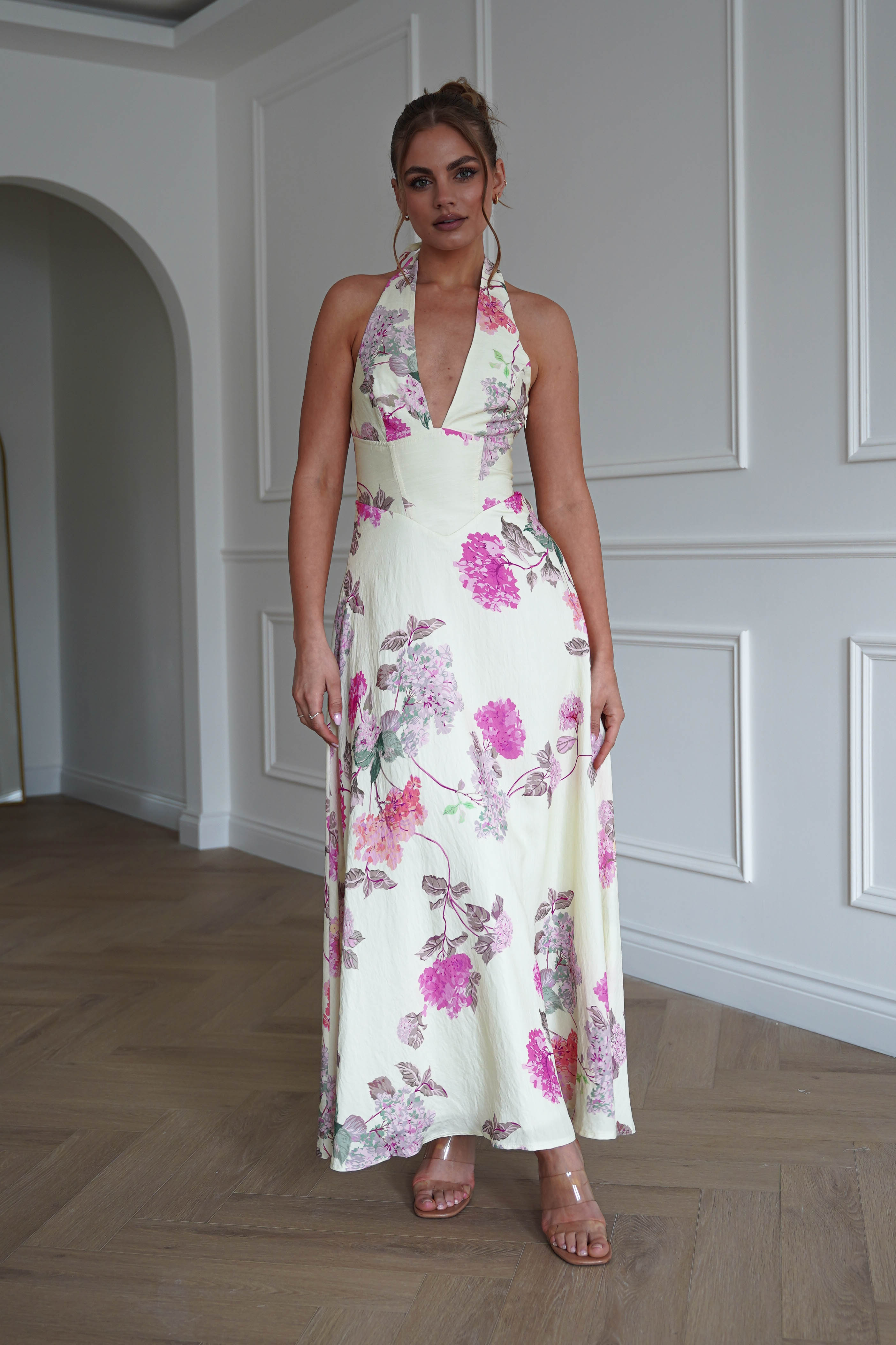 Oh Hello Clothing Dresses > Prom Dresses 1*DONE-SASHA-64784D15- PINK Floral Open Back Midi Dress