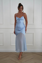 Oh Hello Clothing Women > Clothing > Dresses 1*DONE -SASHA-64972D-Powder Blue Chiffon Maxi Dress with Layered Hem - sample