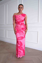 Oh Hello Clothing Women > Clothing > Dresses 1*DONE -SASHA-64981H-pink and red abstract floral print maxi dress