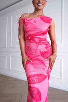 Oh Hello Clothing Women > Clothing > Dresses 1*DONE -SASHA-64981H-pink and red abstract floral print maxi dress