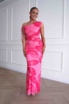 Oh Hello Clothing Women > Clothing > Dresses 1*DONE -SASHA-64981H-pink and red abstract floral print maxi dress