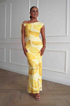 Oh Hello Clothing Women > Clothing > Dresses 1*DONE -SASHA-64981H-Yellow abstract floral print maxi dress (Copy)