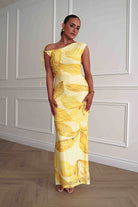 Oh Hello Clothing Women > Clothing > Dresses 1*DONE -SASHA-64981H-Yellow abstract floral print maxi dress (Copy)