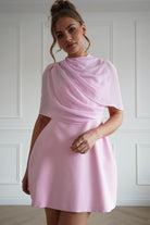 Oh Hello Clothing Women > Clothing > Dresses 1*Done- Sasha-KA0226J03- Pink mini dress with a sheer chiffon overlay