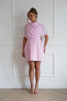Oh Hello Clothing Women > Clothing > Dresses 1*Done- Sasha-KA0226J03- Pink mini dress with a sheer chiffon overlay