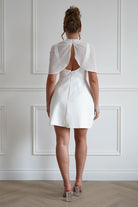 Oh Hello Clothing Women > Clothing > Dresses 1*Done- Sasha-KA0226J03- white mini dress with a sheer chiffon overlay (Copy)