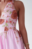 Oh Hello Clothing Women > Clothing > Dresses 1*DONE -SASHA-Pink Floral halter Maxi Dress-64784D05