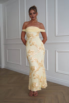 Oh Hello Clothing Dresses > Prom Dresses 1*DONE-SHAREEN-MD10102-YELLOW MESH STRAPLESS DRESS.