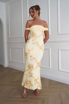 Oh Hello Clothing Dresses > Prom Dresses 1*DONE-SHAREEN-MD10102-YELLOW MESH STRAPLESS DRESS.