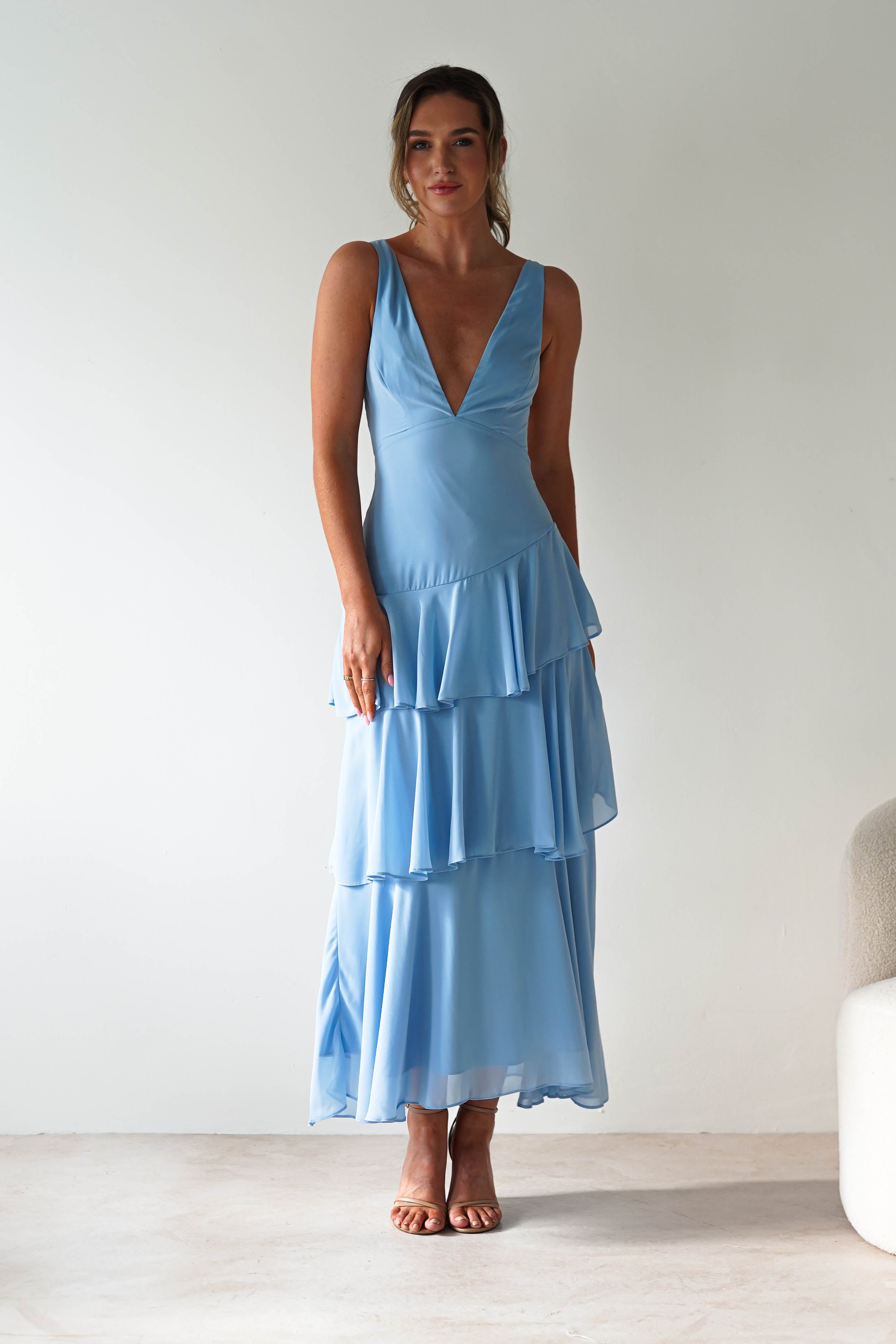 Andalusia Ruffle Maxi Dress Blue | Wedding Guest Dress | Maxi | Oh Hello Clothing