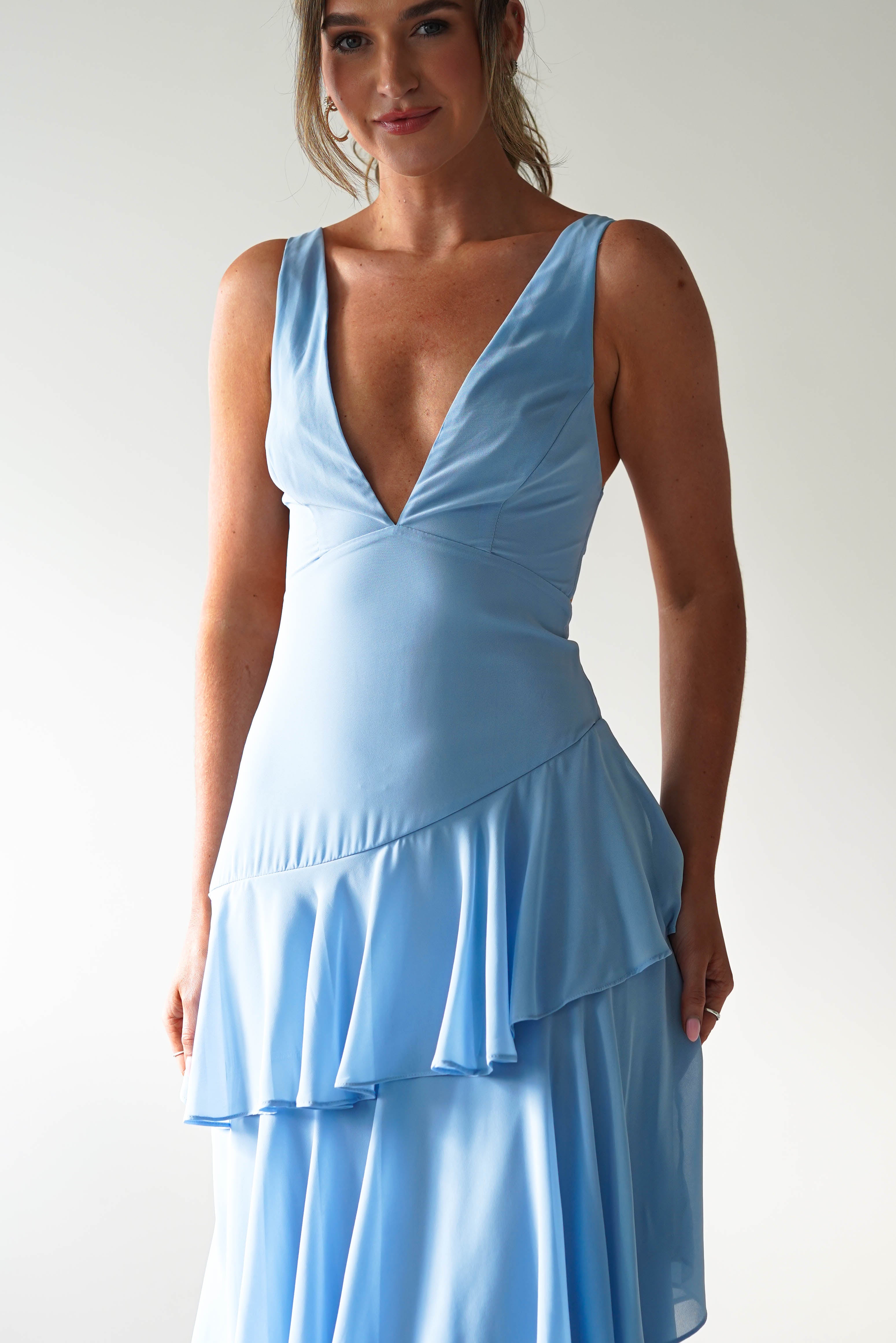 Andalusia Ruffle Maxi Dress Blue | Wedding Guest Dress | Maxi | Oh Hello Clothing