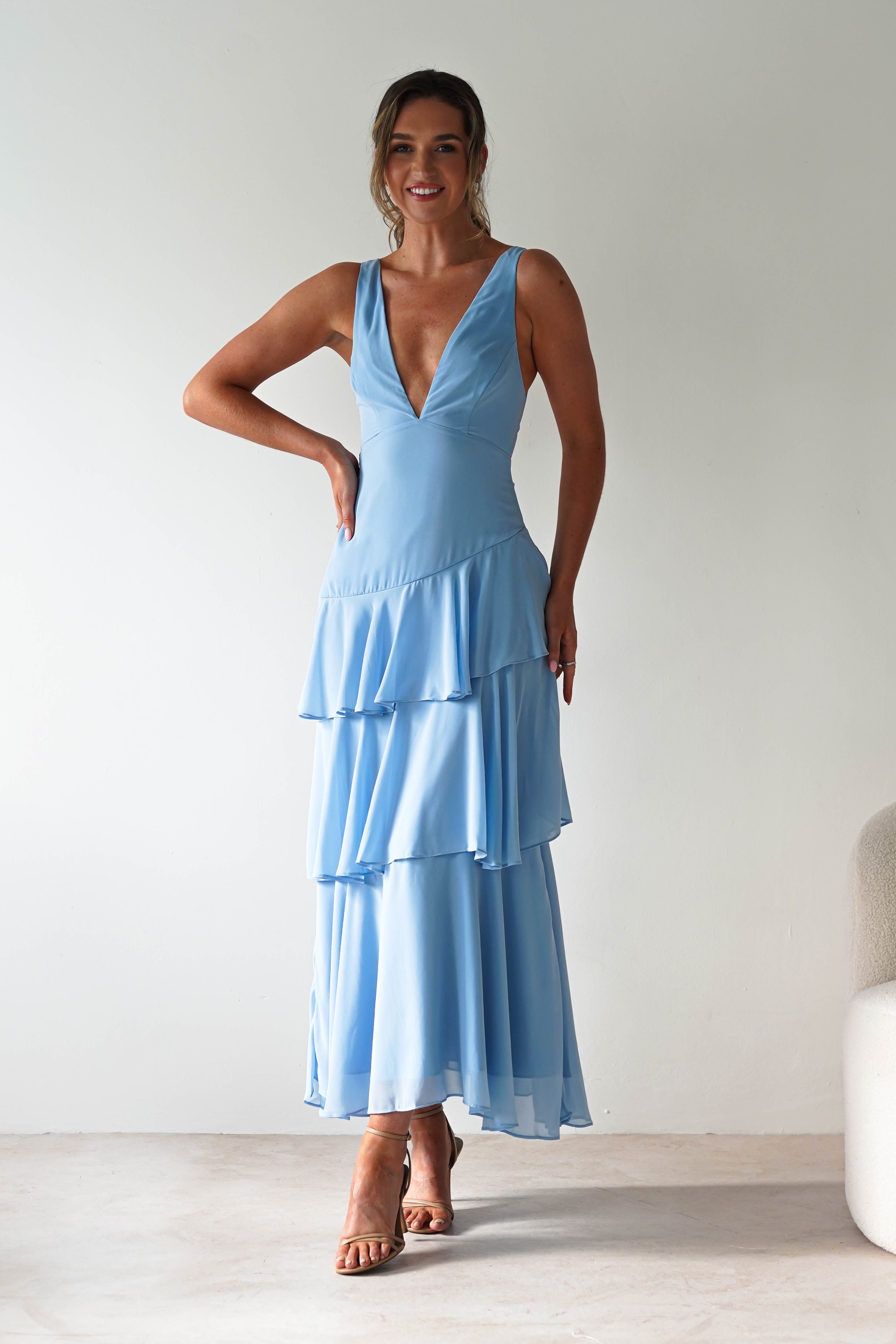 Andalusia Ruffle Maxi Dress Blue | Wedding Guest Dress | Maxi | Oh Hello Clothing