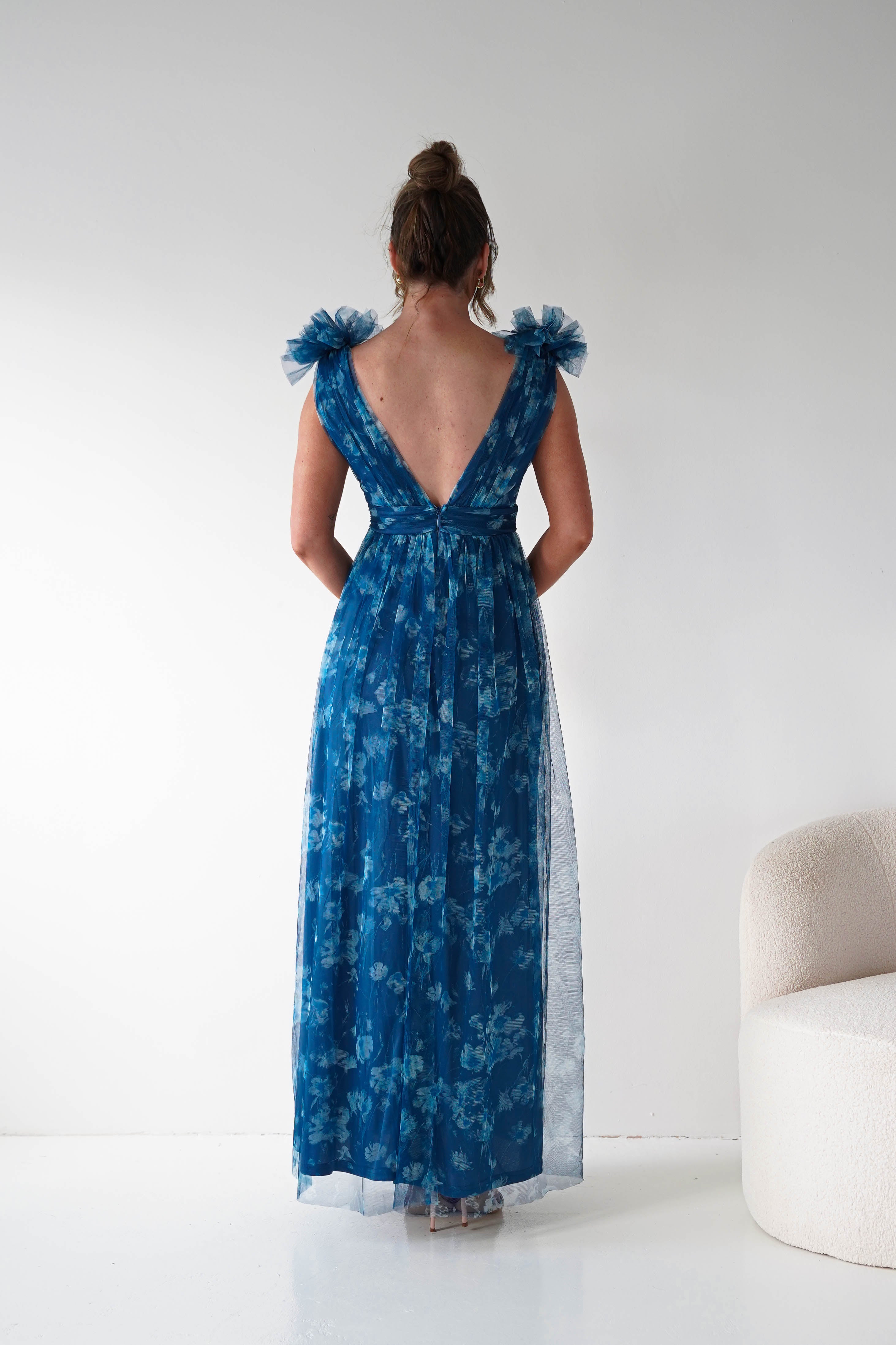 Oh Hello Clothing Women > Clothing > Dresses 1*DONE-Valentina Tulle Floral Maxi Dress | NAVYBLUE