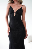 Oh Hello Clothing Dresses 1*DONE - VERA & LUCY-Shimmer Mesh black V-Neck Maxi Dress