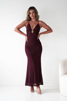 Oh Hello Clothing Dresses 1*DONE - VERA & LUCY-Shimmer Mesh red V-Neck Maxi Dress