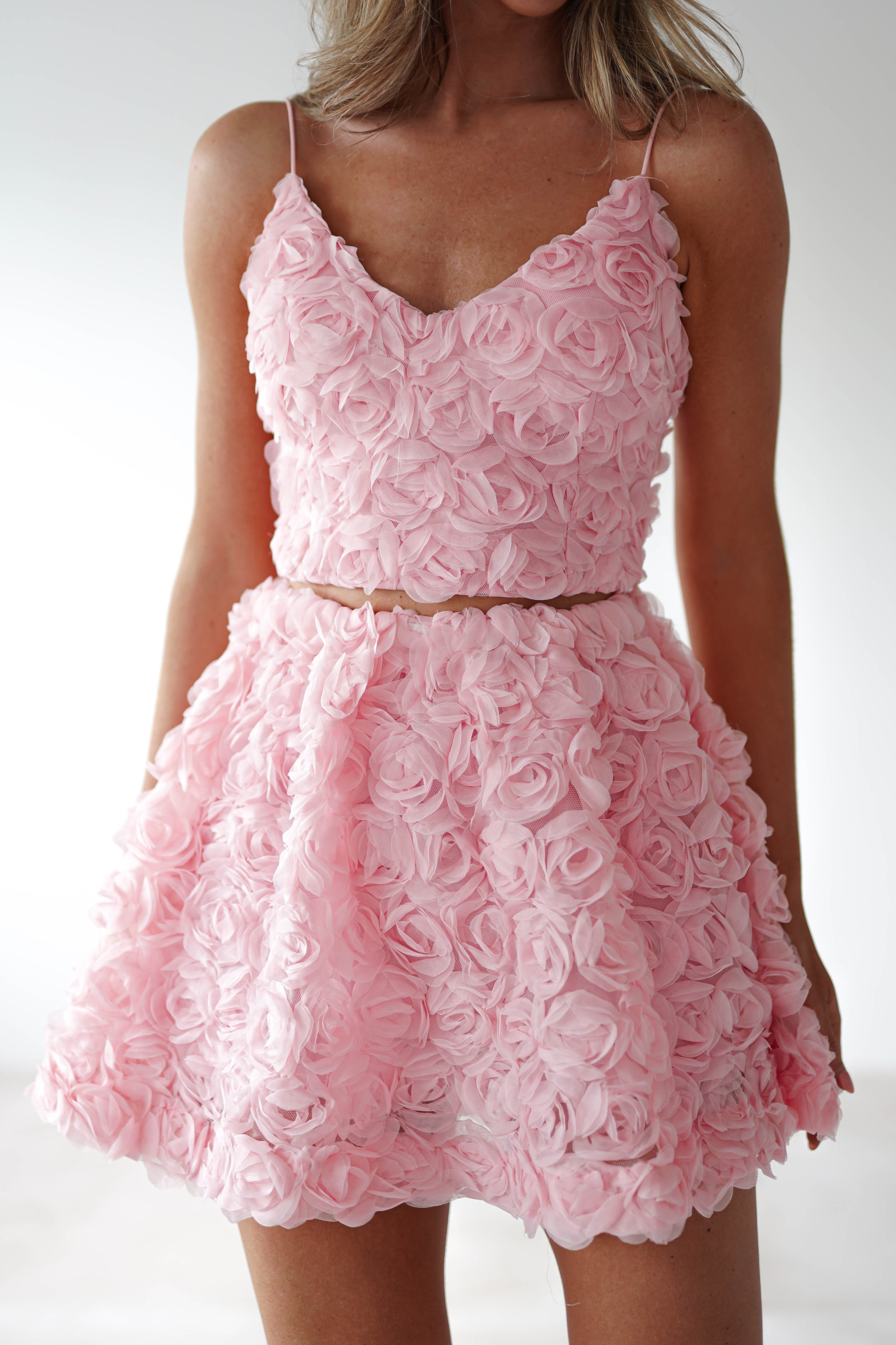 Lydia Pink Floral-Appliqué Top & Skirt Set | Oh Hello Clothing