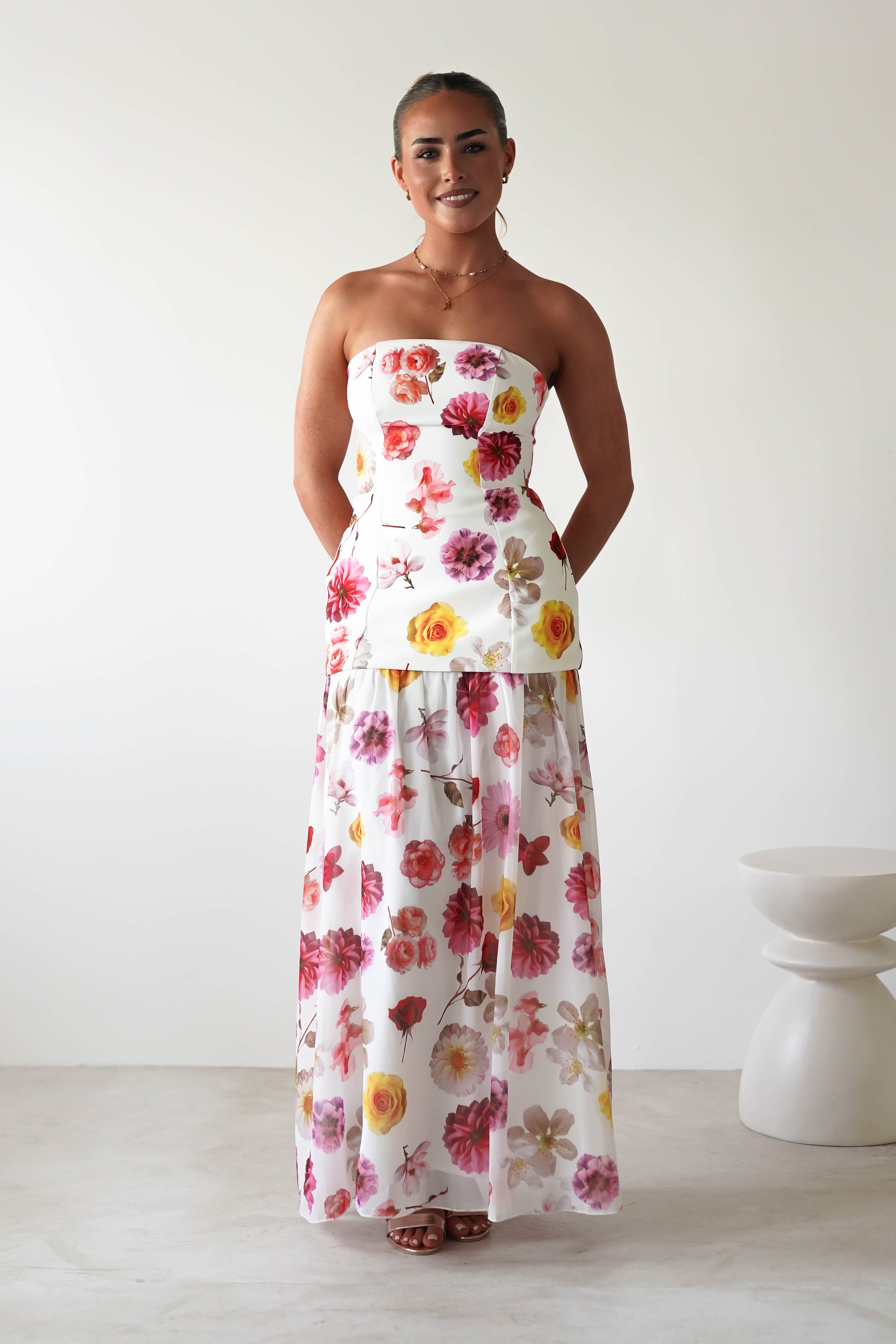 Talia Strapless Floral Print Maxi Dress Mixed Print | Wedding Guest Dress | Maxi | Oh Hello Clothing