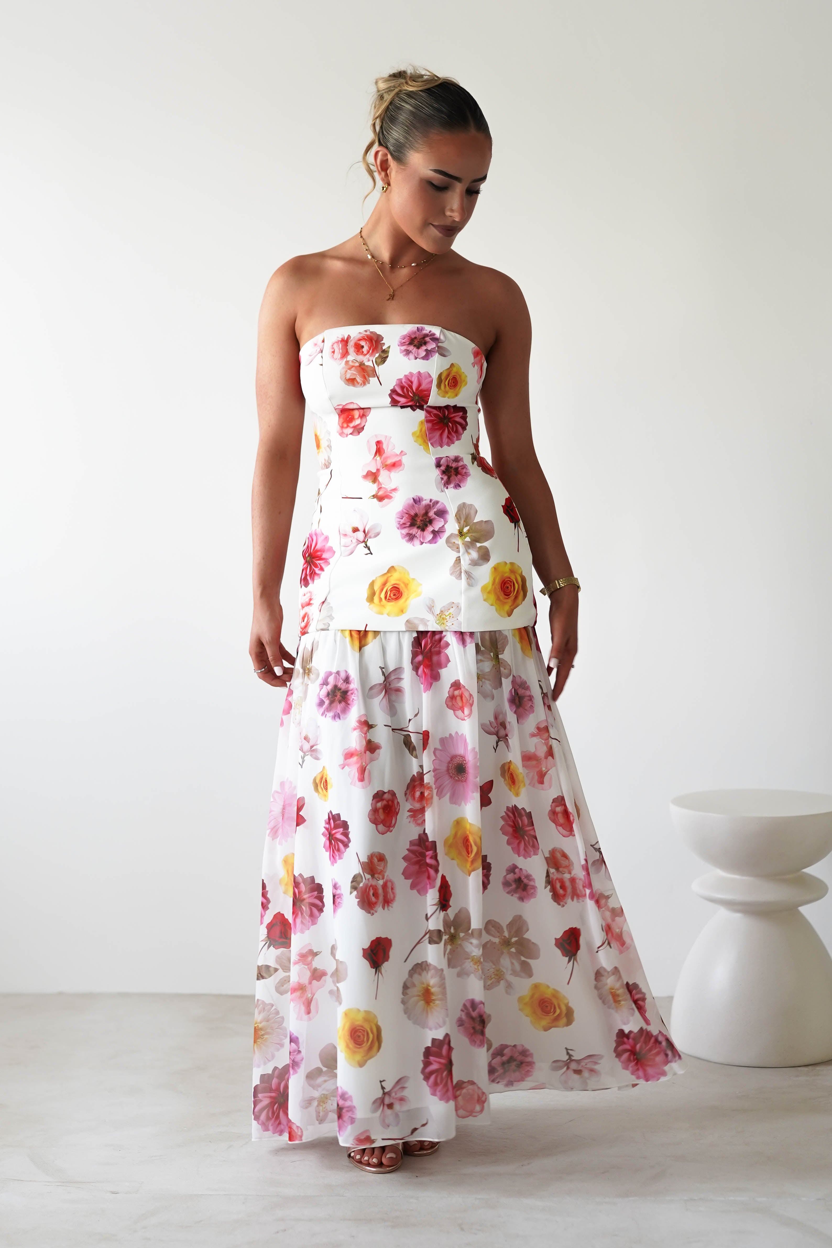 Talia Strapless Floral Print Maxi Dress Mixed Print | Wedding Guest Dress | Maxi | Oh Hello Clothing