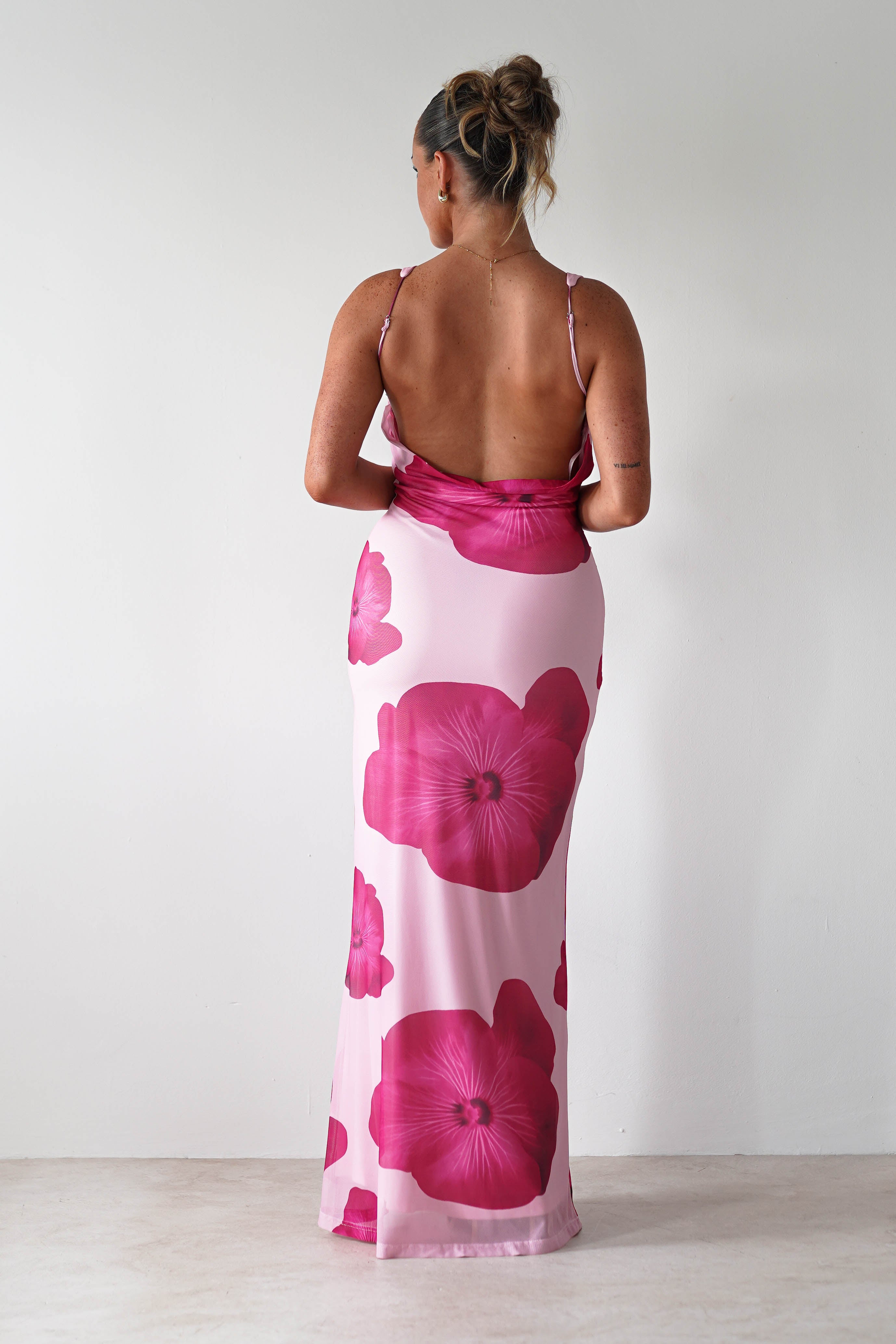 Aidia Floral Mesh Maxi Dress Pink | Wedding Guest Dress | Maxi | Mesh | Oh Hello Clothing