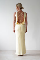 Alanna Soft Matte Satin Maxi Dress Yellow | Wedding Guest Dress | Maxi | Satin | Oh Hello Clothing