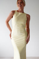 Alanna Soft Matte Satin Maxi Dress Yellow | Wedding Guest Dress | Maxi | Satin | Oh Hello Clothing