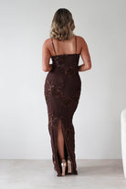 Alvana Floral Appliqué Maxi Dress Brown | Wedding Guest Dress | Maxi | Oh Hello Clothing