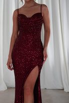 Audrina Bodycon Sequin Gown | Burgundy | Debs & Prom | Formal Gown | Oh Hello Clothing