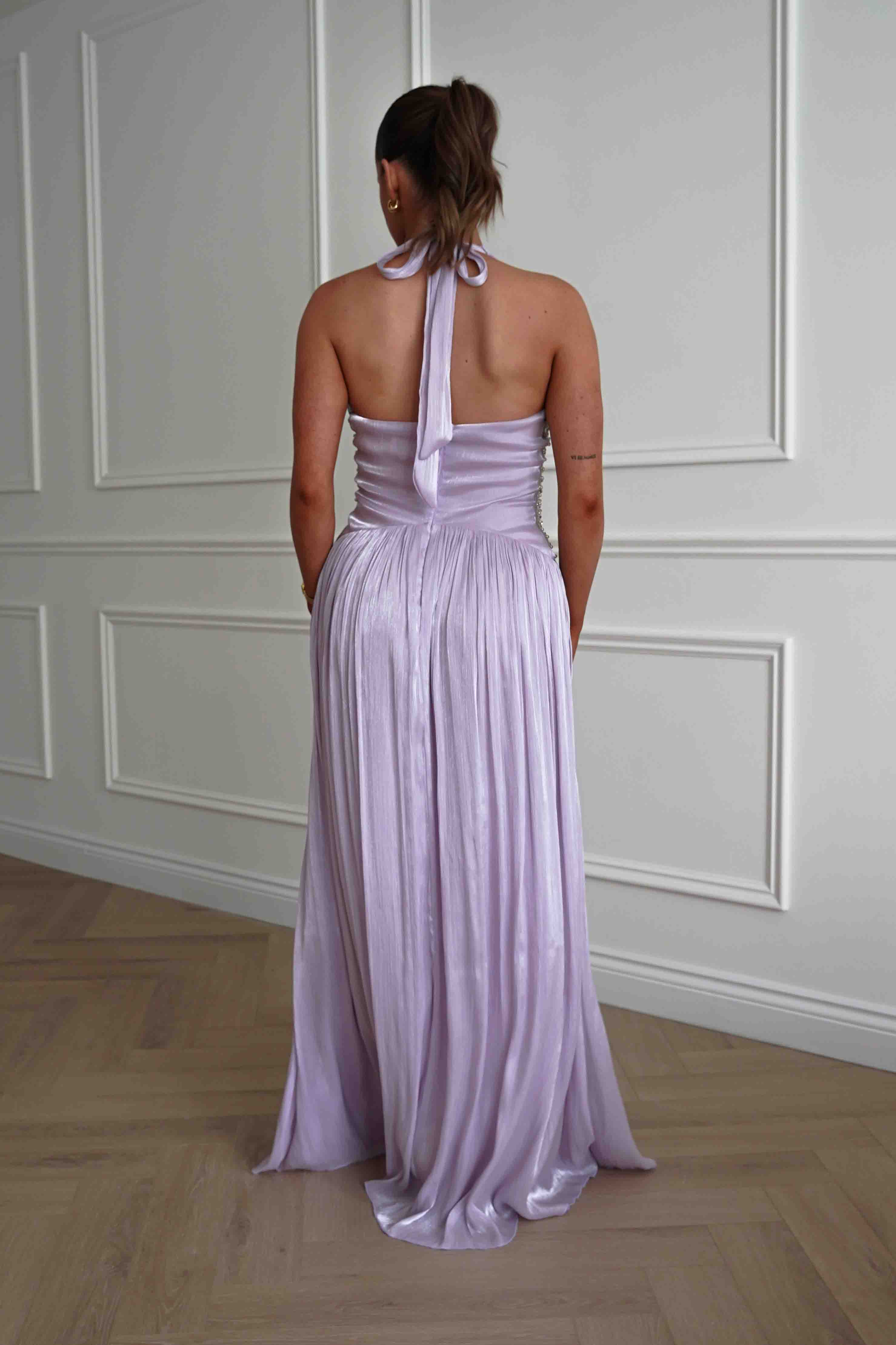 Oh Hello Clothing Dresses > Prom Dresses Aveline Luminescent Pleated Maxi Dress | Lilac