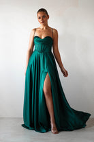 Bella Luxe Aline Satin Gown | Emerald | Debs & Prom | Formal Gown | Oh Hello Clothing