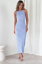 Brighton Textured Bodycon Midaxi Dress Blue | Wedding Guest Dress | Bodycon | Oh Hello Clothing