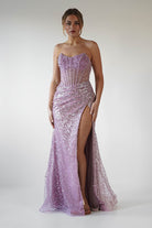 Cadenza Beaded Corset Gown | Mauve | Debs & Prom | Formal Gown | Oh Hello Clothing